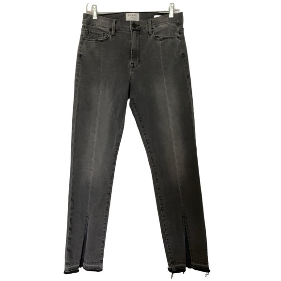 Frame Denim Denim - FRAME jeans, black, 30, raw hem, front slit on each leg, Le Nouveau Straight.